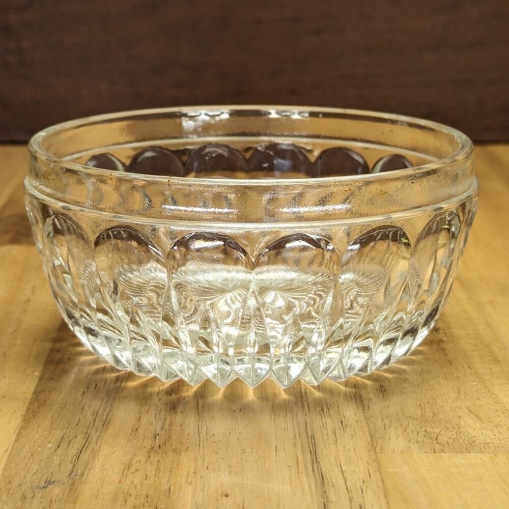 Vintage Clear Glass Dish Missing Lid Candle Soap Sugar Candy Gift Round Retro